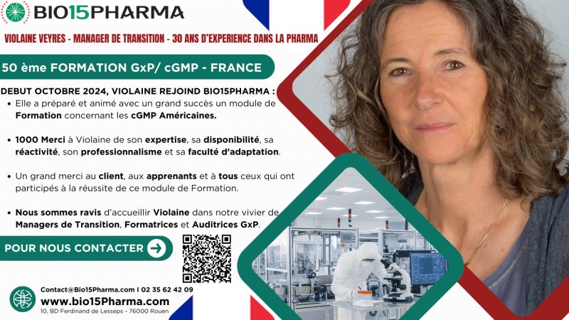 50e module de formation GxP Bio15Pharma